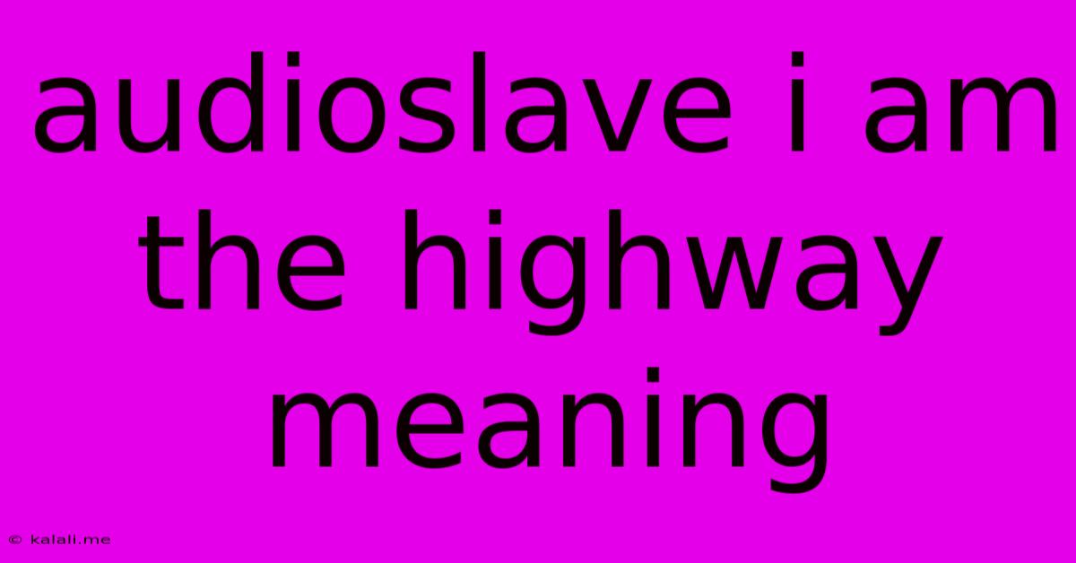 Audioslave I Am The Highway Meaning
