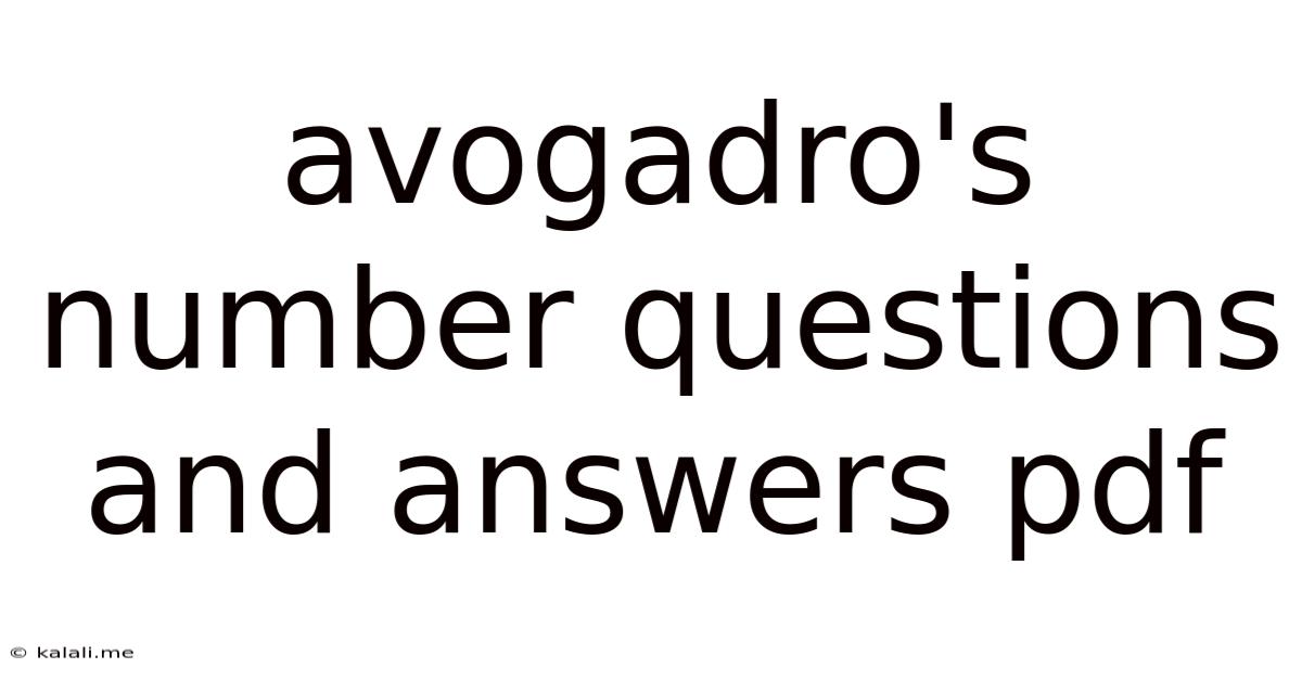 Avogadro's Number Questions And Answers Pdf