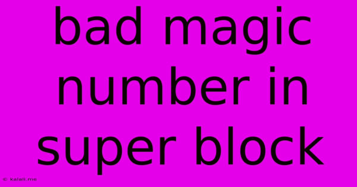 Bad Magic Number In Super Block