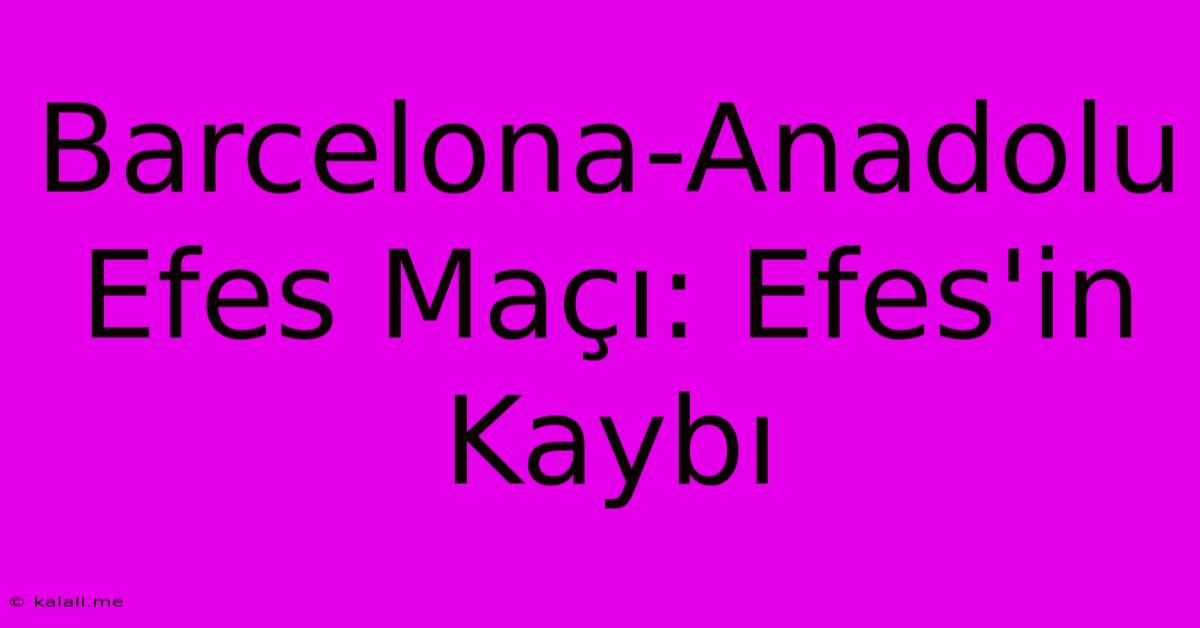 Barcelona-Anadolu Efes Maçı: Efes'in Kaybı