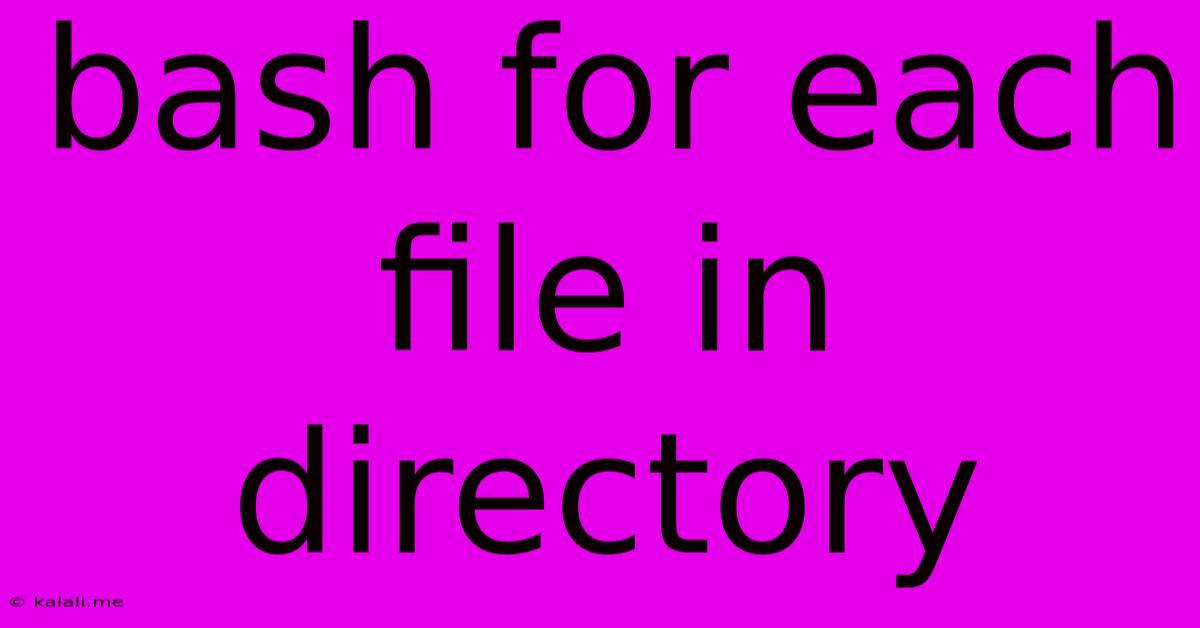 Bash For Each File In Directory