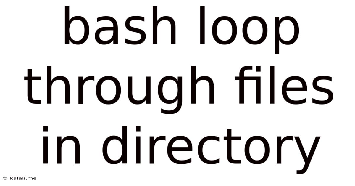 Bash Loop Through Files In Directory