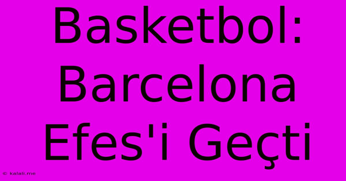 Basketbol: Barcelona Efes'i Geçti