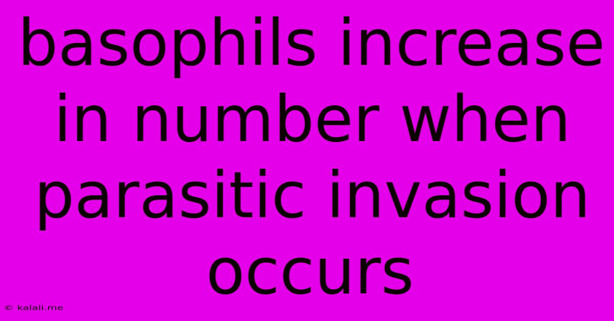 Basophils Increase In Number When Parasitic Invasion Occurs