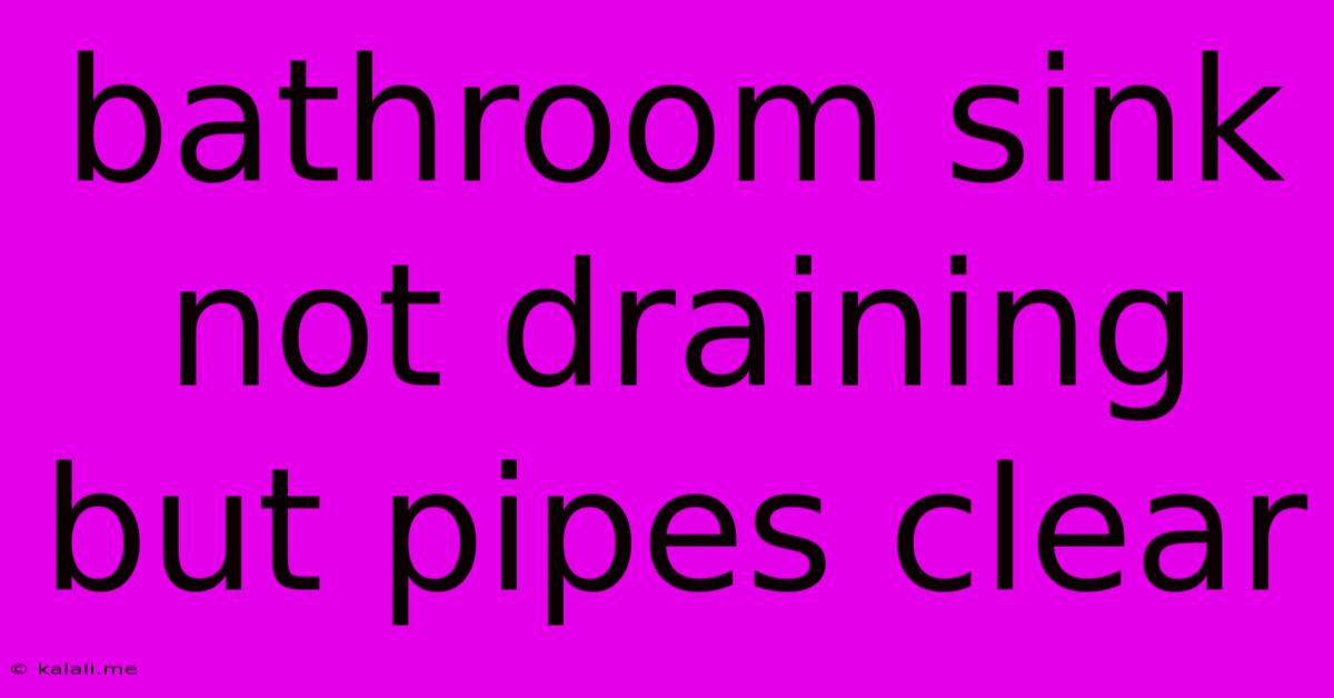 Bathroom Sink Not Draining But Pipes Clear