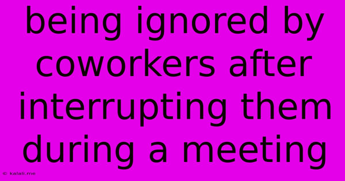 Being Ignored By Coworkers After Interrupting Them During A Meeting