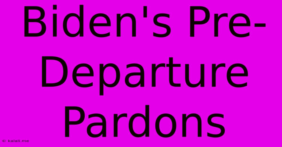 Biden's Pre-Departure Pardons