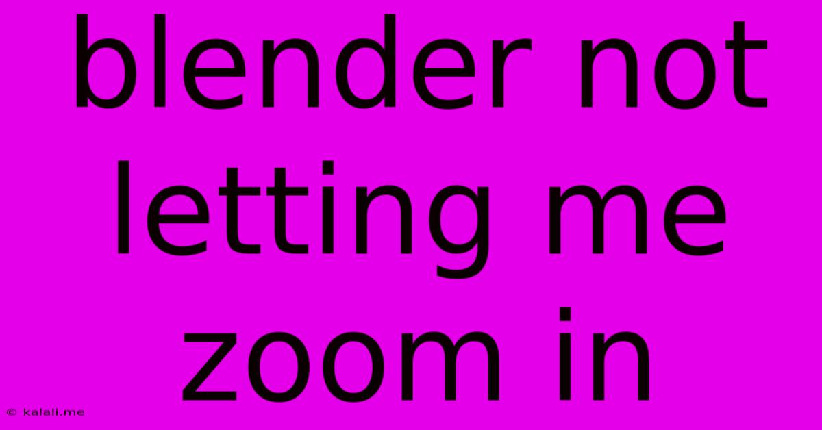 Blender Not Letting Me Zoom In