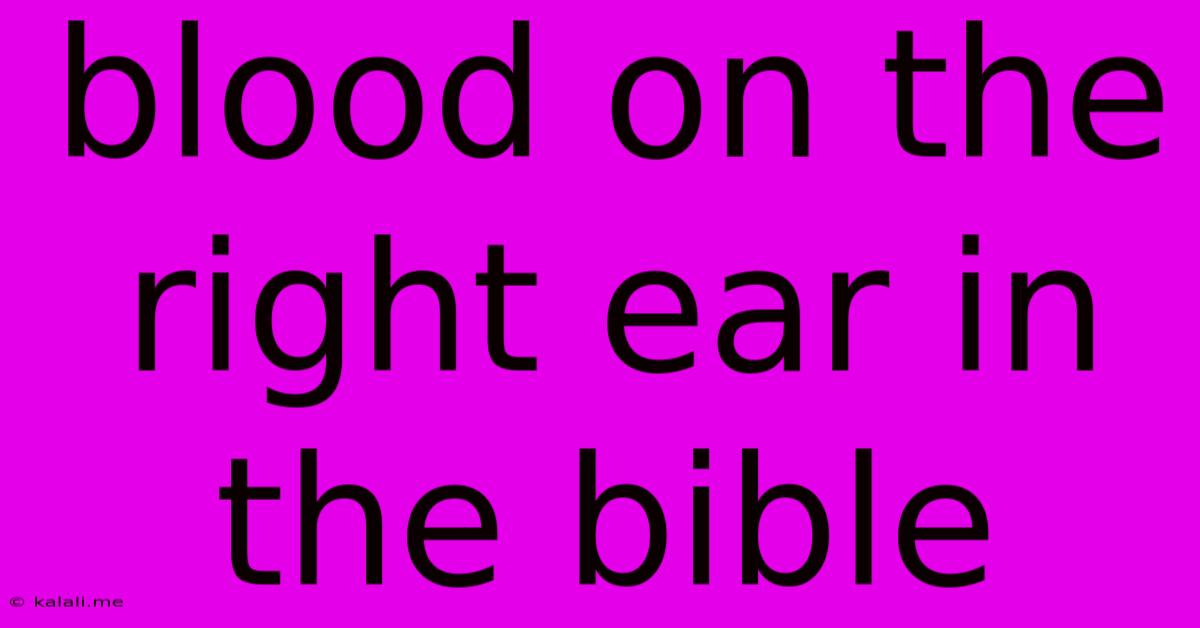 Blood On The Right Ear In The Bible