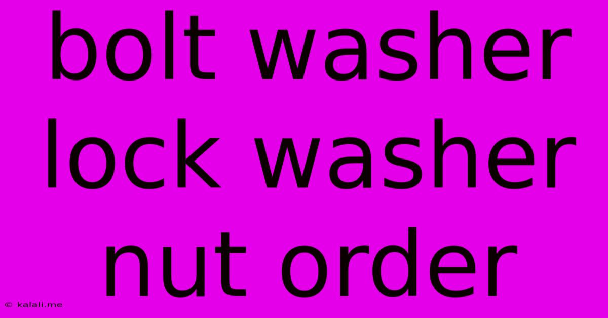 Bolt Washer Lock Washer Nut Order