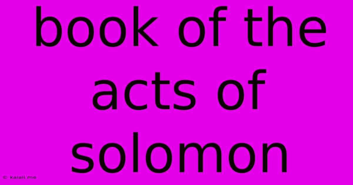 Book Of The Acts Of Solomon