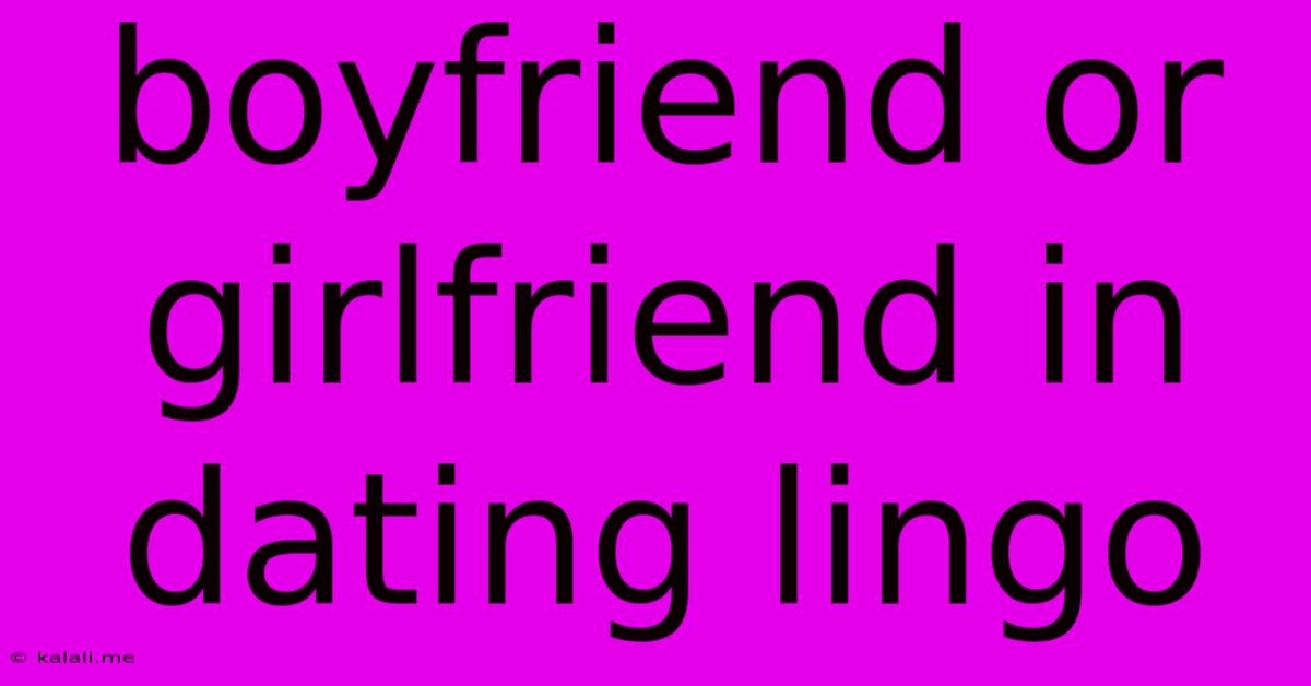 Boyfriend Or Girlfriend In Dating Lingo
