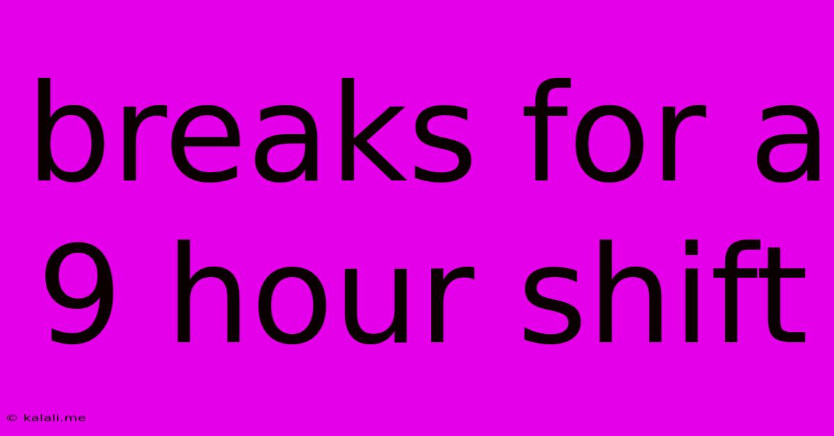 Breaks For A 9 Hour Shift