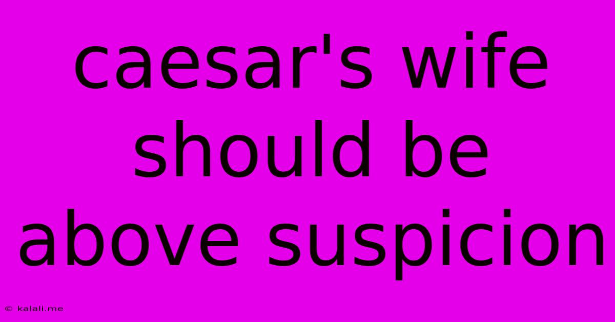 Caesar's Wife Should Be Above Suspicion