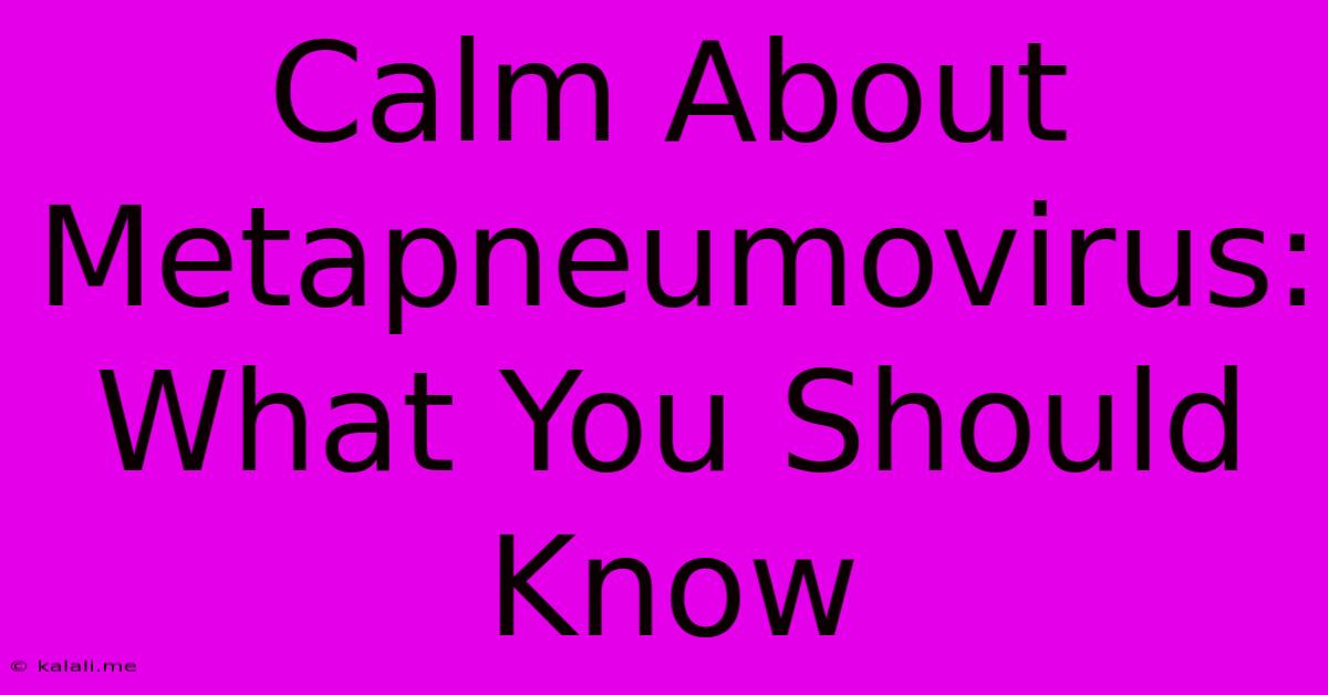 Calm About Metapneumovirus: What You Should Know