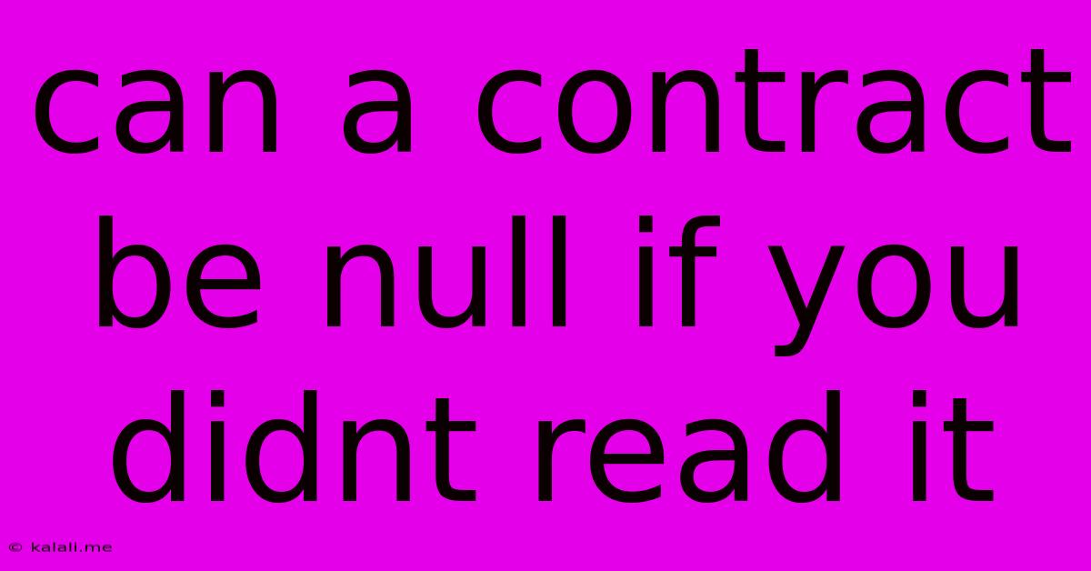 Can A Contract Be Null If You Didnt Read It