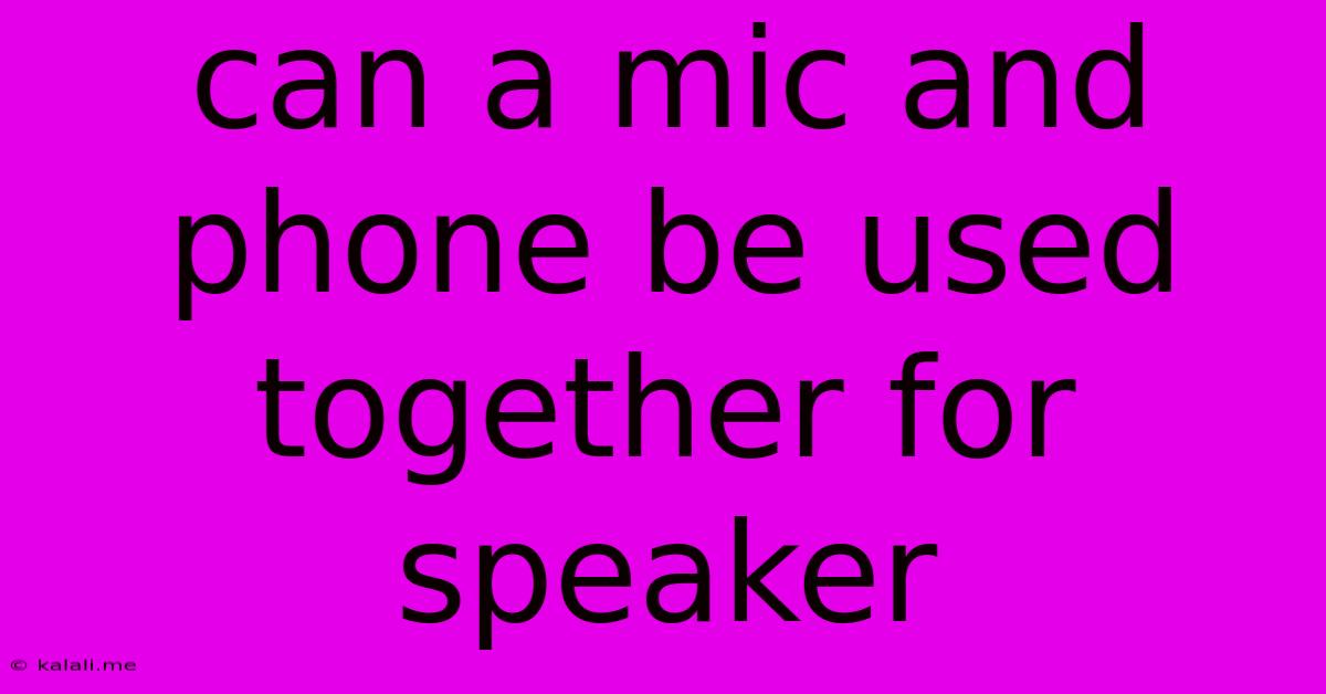 Can A Mic And Phone Be Used Together For Speaker