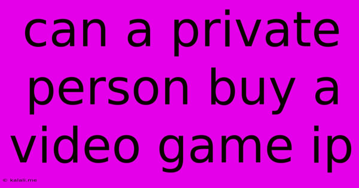 Can A Private Person Buy A Video Game Ip