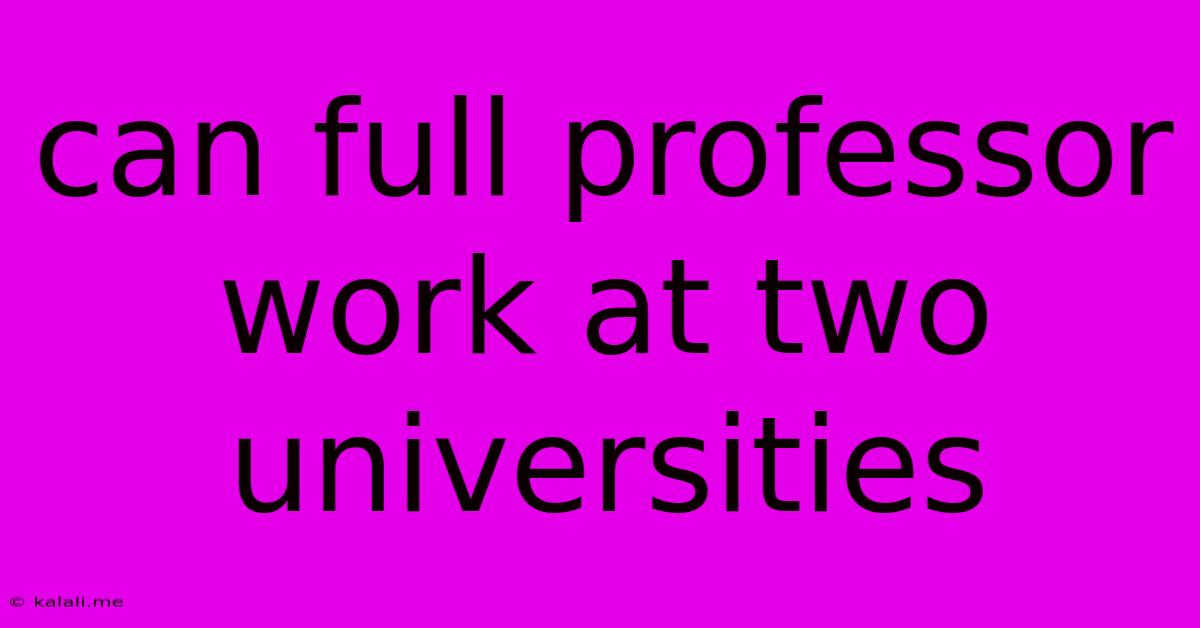 Can Full Professor Work At Two Universities