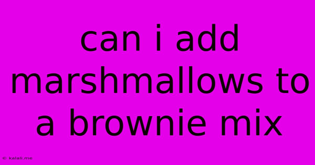 Can I Add Marshmallows To A Brownie Mix