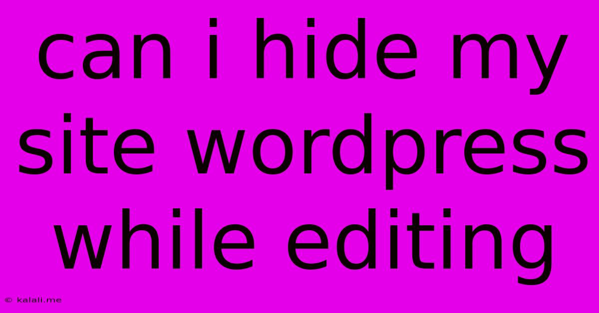 Can I Hide My Site Wordpress While Editing