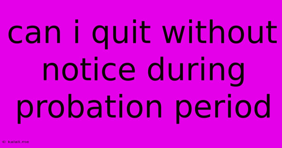 Can I Quit Without Notice During Probation Period