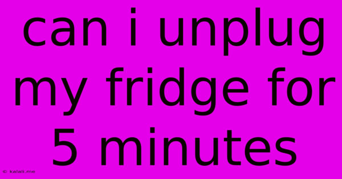 Can I Unplug My Fridge For 5 Minutes