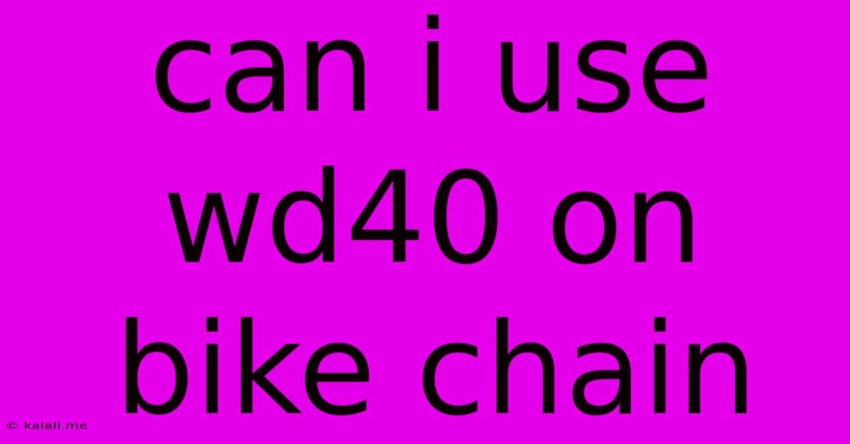 Can I Use Wd40 On Bike Chain