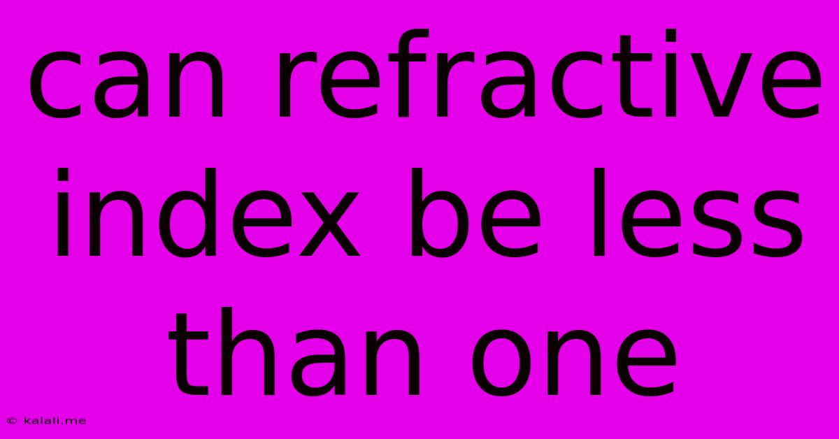 Can Refractive Index Be Less Than One