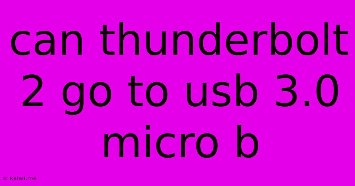 Can Thunderbolt 2 Go To Usb 3.0 Micro B