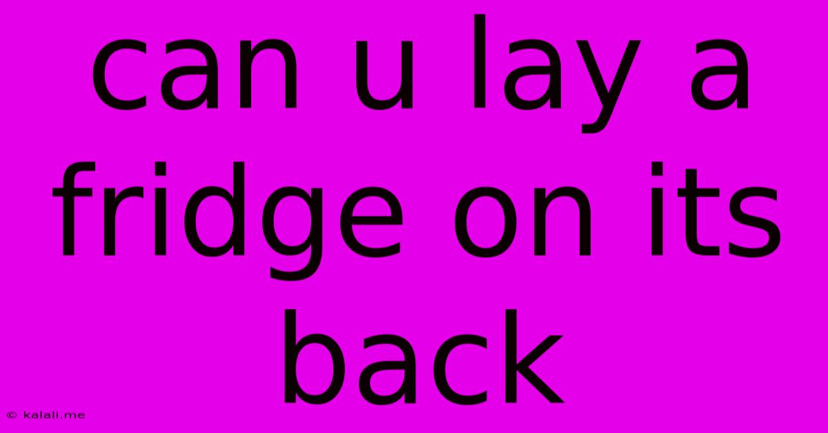 Can U Lay A Fridge On Its Back
