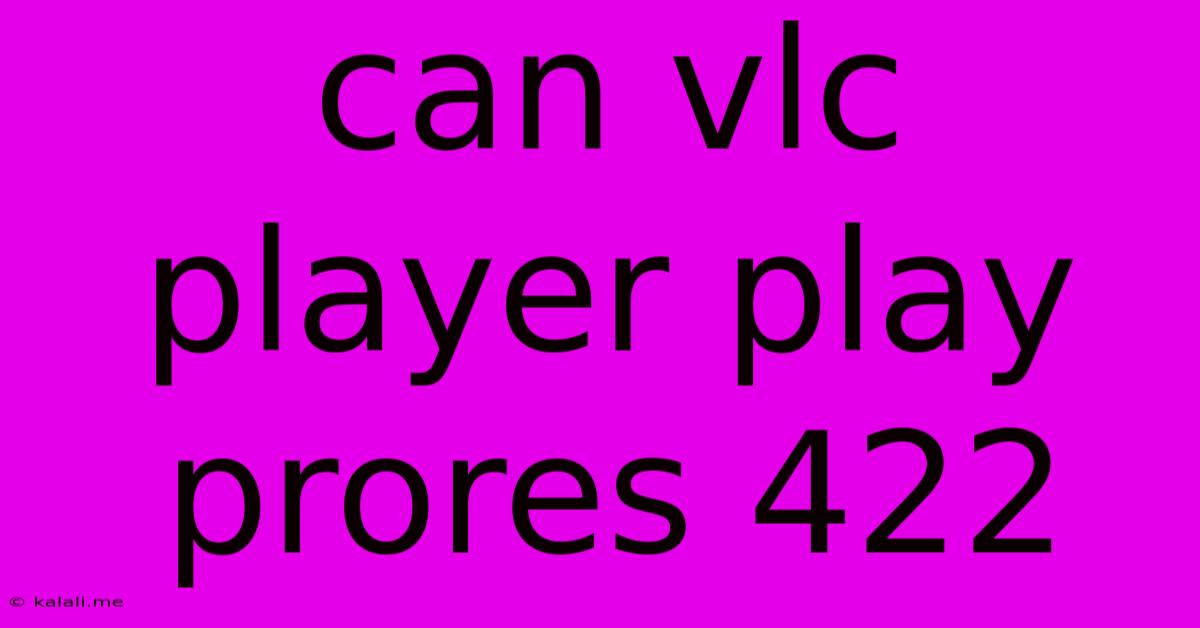 Can Vlc Player Play Prores 422