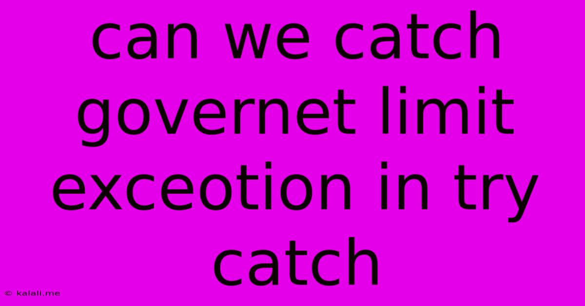 Can We Catch Governet Limit Exceotion In Try Catch