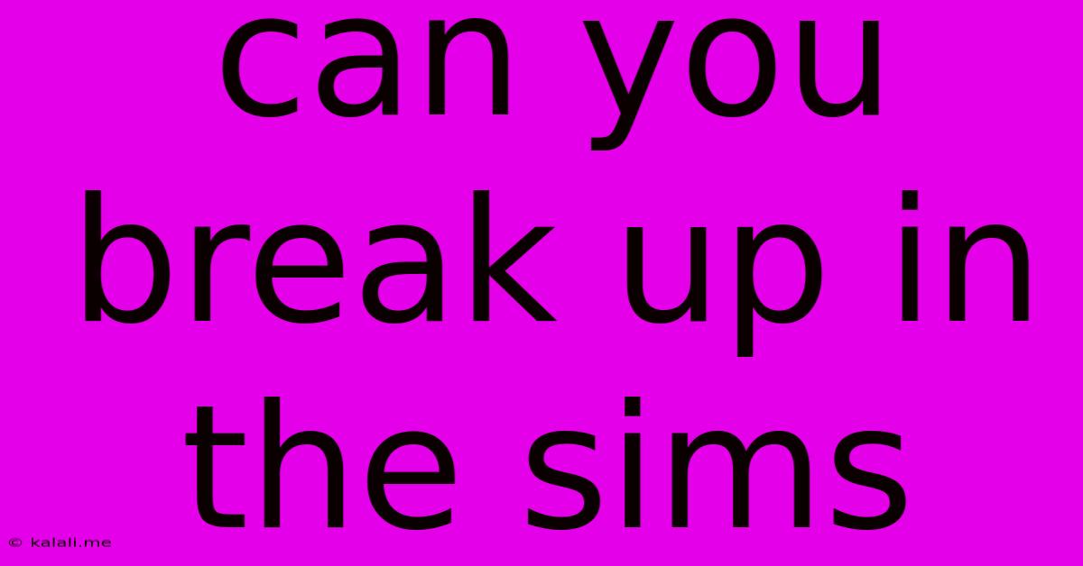 Can You Break Up In The Sims