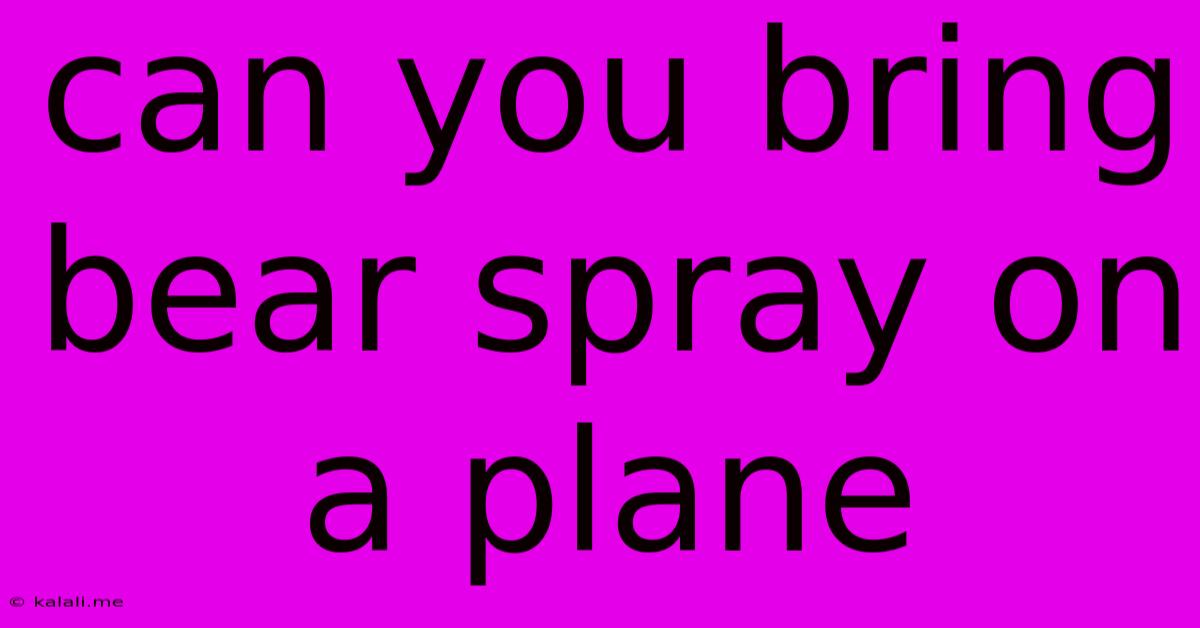 Can You Bring Bear Spray On A Plane