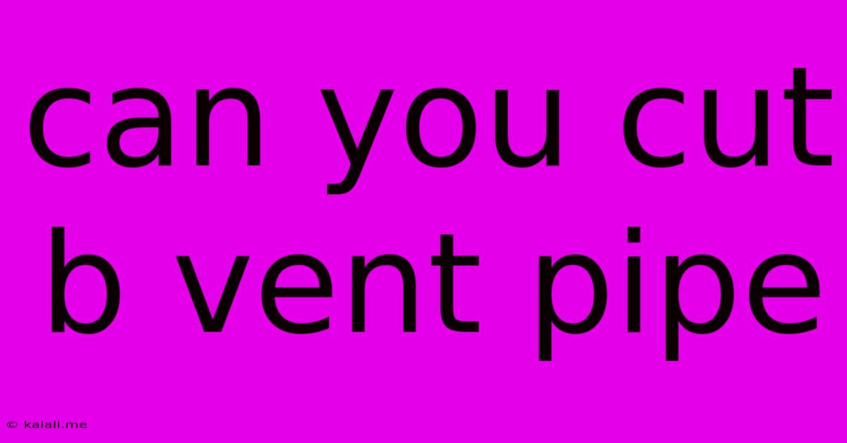Can You Cut B Vent Pipe
