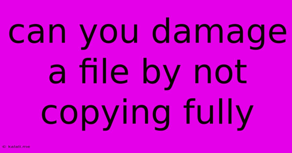 Can You Damage A File By Not Copying Fully