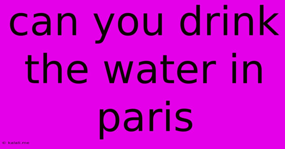 Can You Drink The Water In Paris