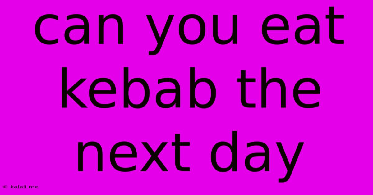 Can You Eat Kebab The Next Day