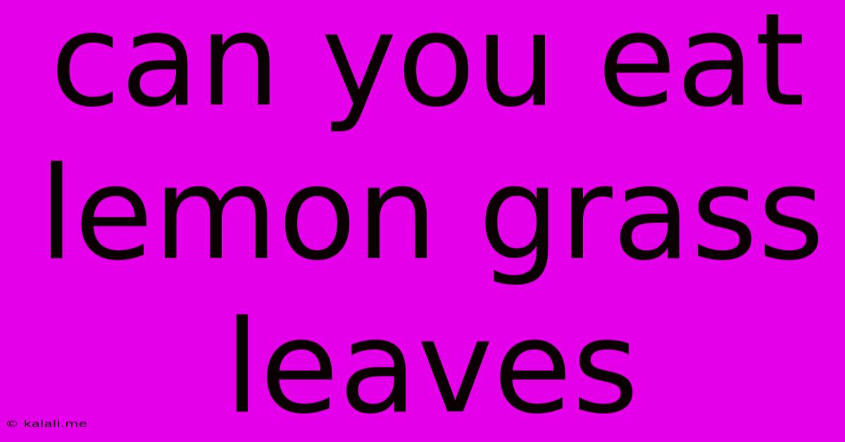 Can You Eat Lemon Grass Leaves