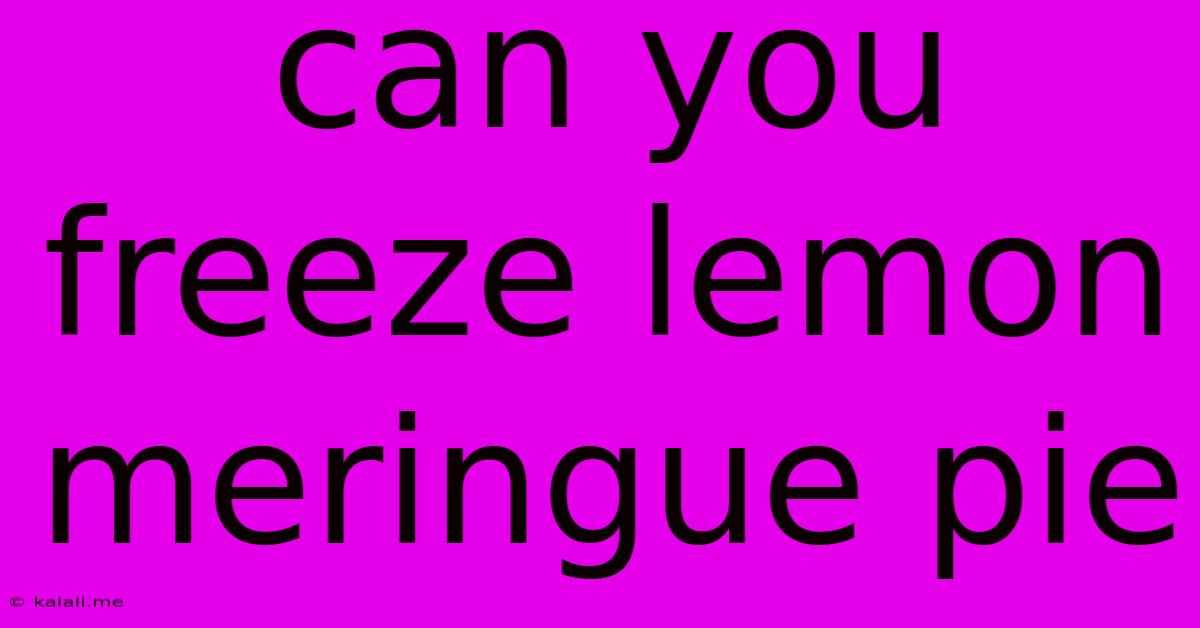 Can You Freeze Lemon Meringue Pie