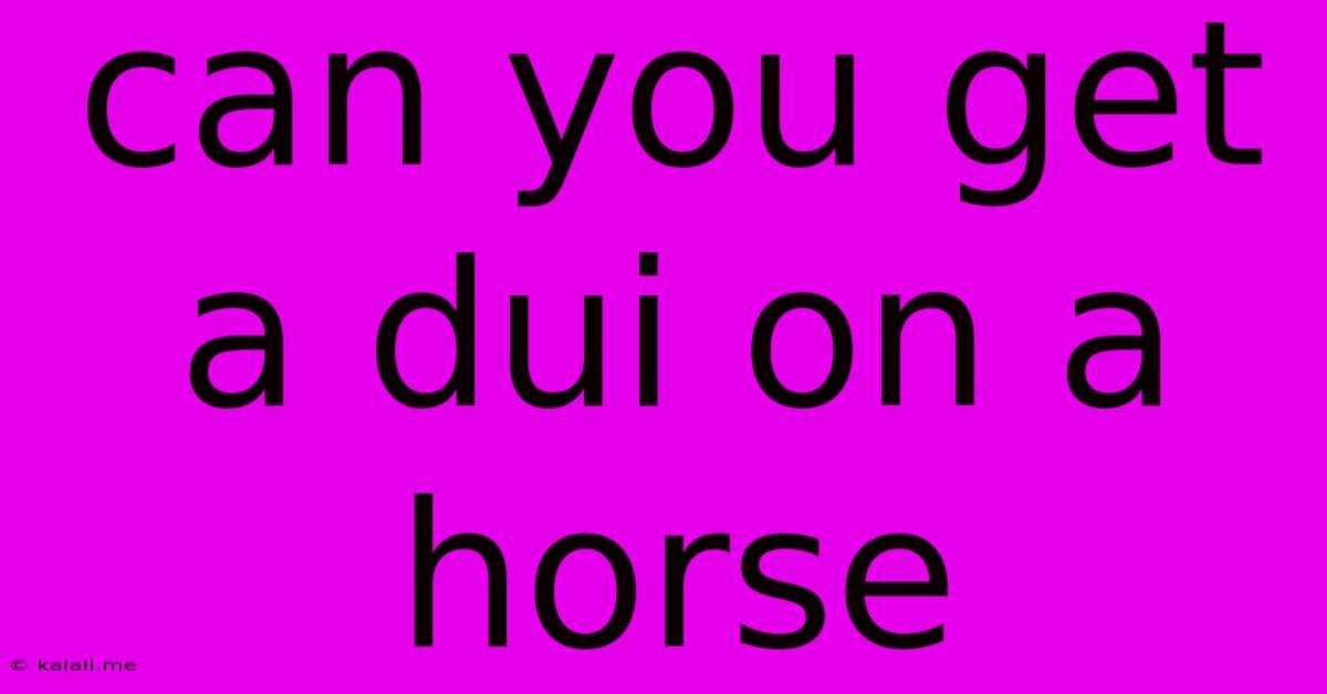 Can You Get A Dui On A Horse