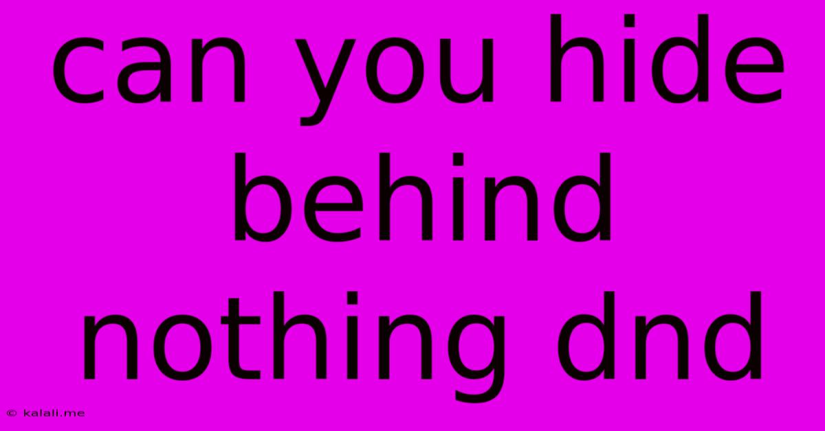 Can You Hide Behind Nothing Dnd