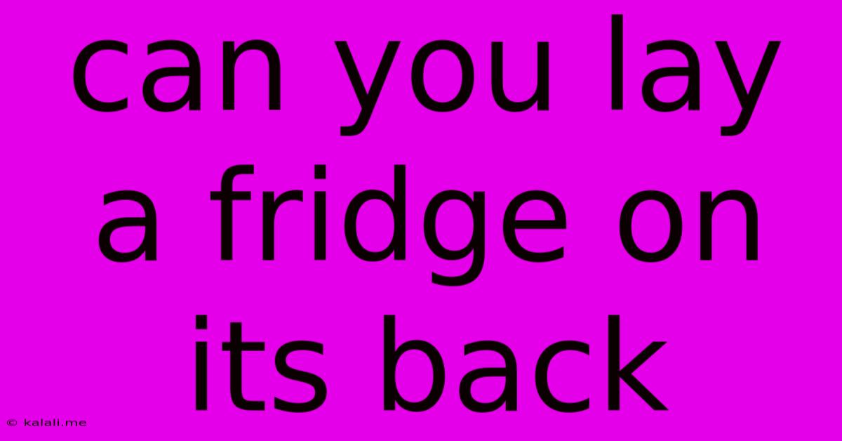 Can You Lay A Fridge On Its Back