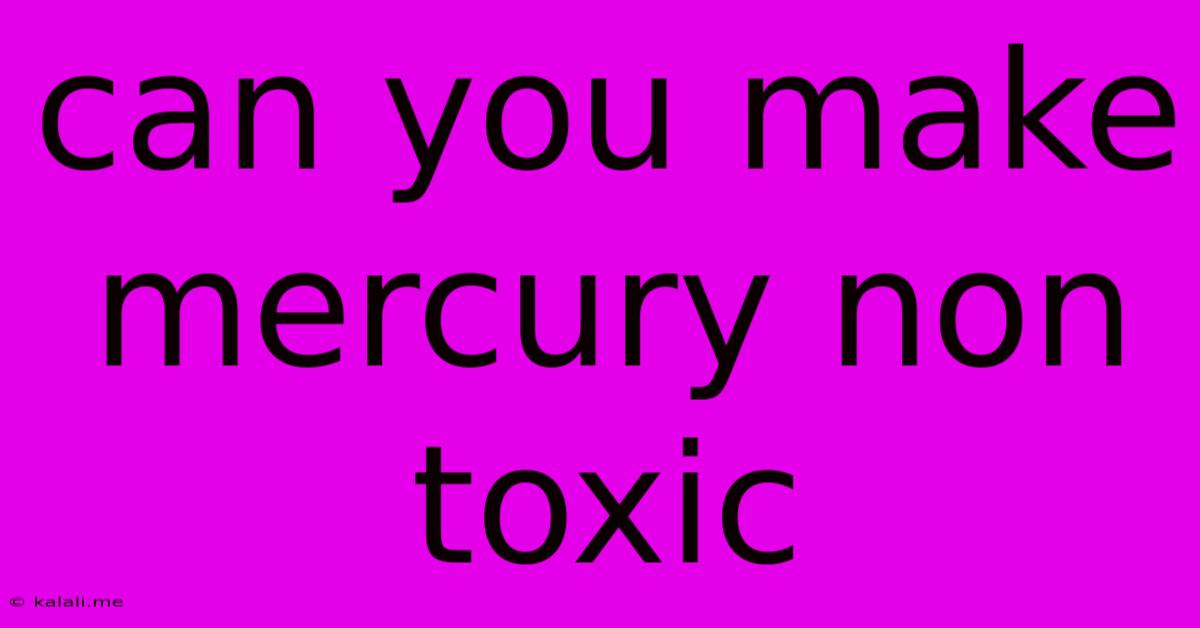 Can You Make Mercury Non Toxic