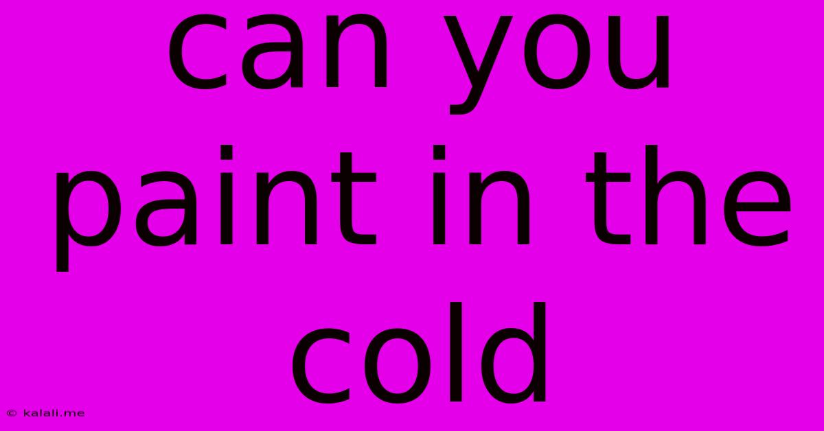 Can You Paint In The Cold