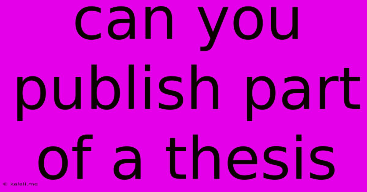 Can You Publish Part Of A Thesis