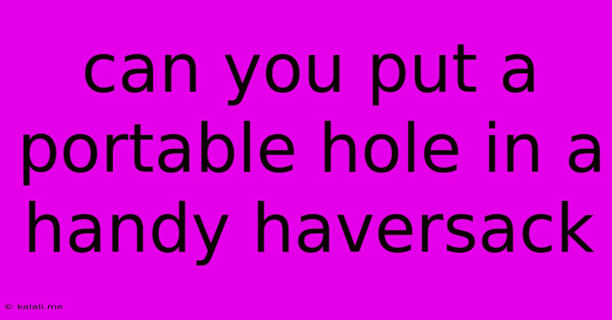 Can You Put A Portable Hole In A Handy Haversack