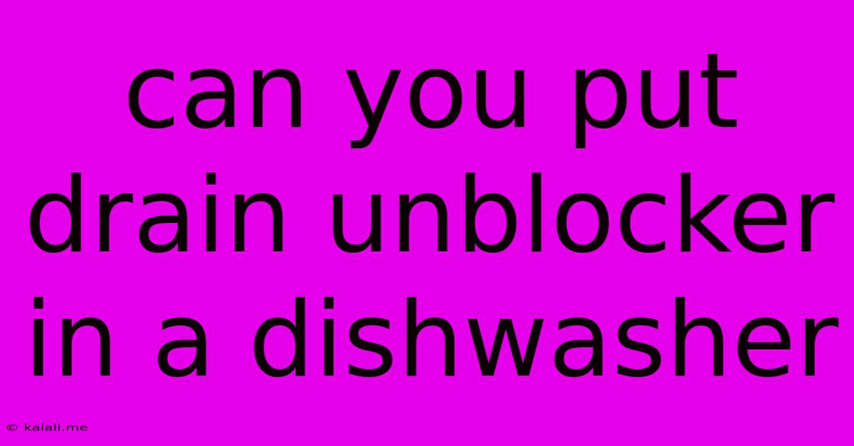 Can You Put Drain Unblocker In A Dishwasher