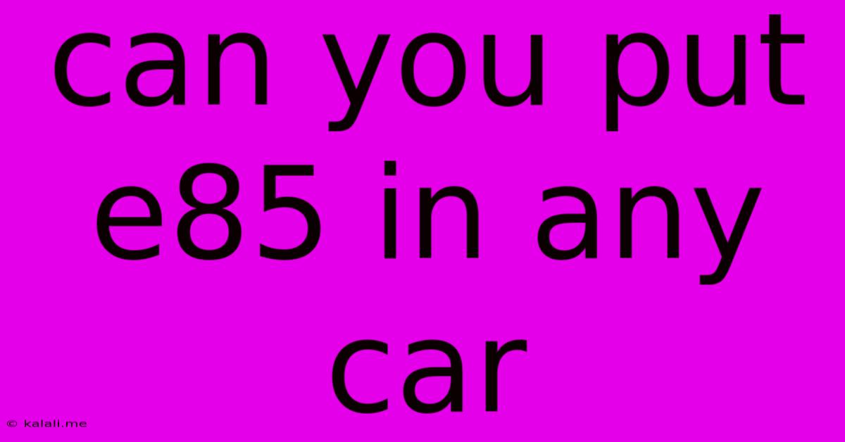 Can You Put E85 In Any Car